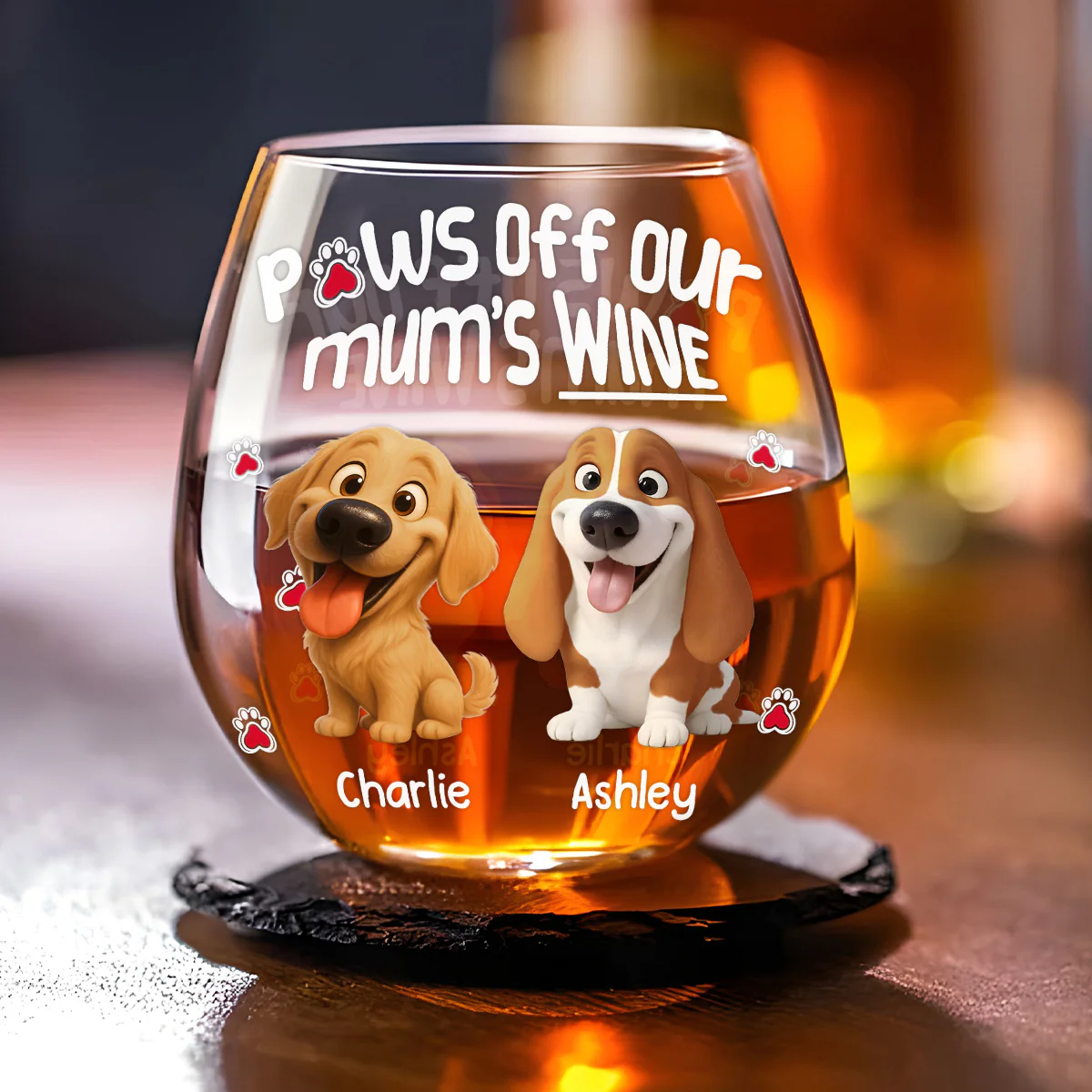 Paw It Off Now - Personalized Custom Wine Glass - Image 3