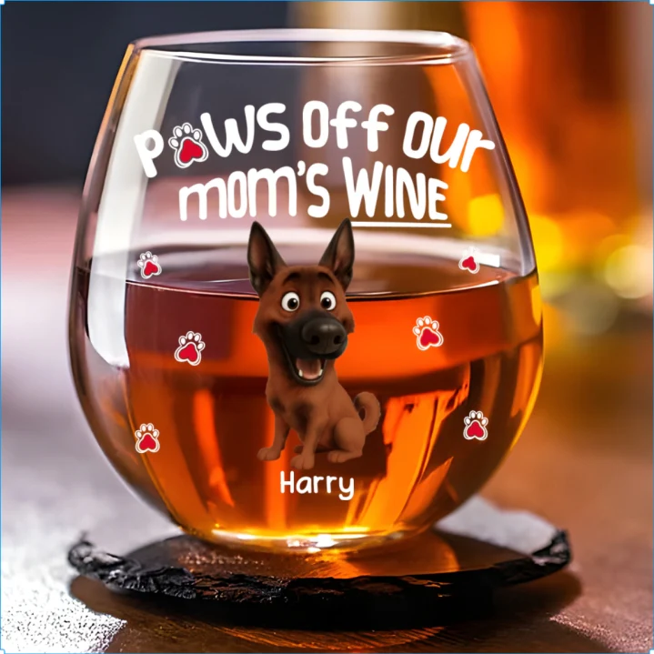 Paw It Off Now - Personalized Custom Wine Glass - Image 5