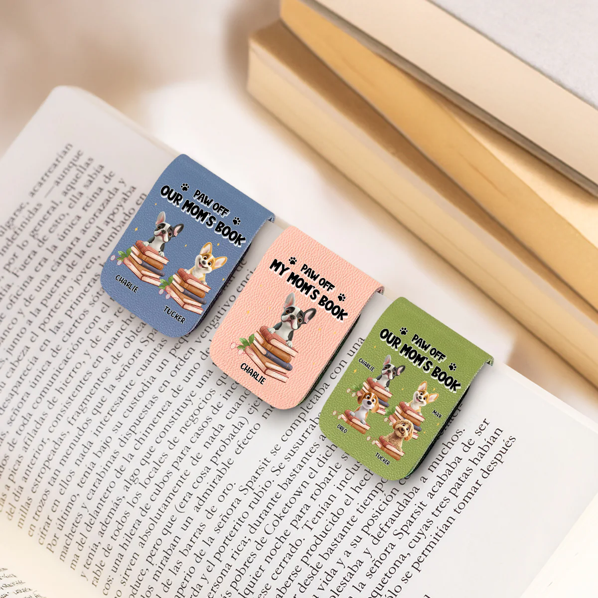 Paw Off This Book - Personalized Custom Leather Bookmark - Image 3