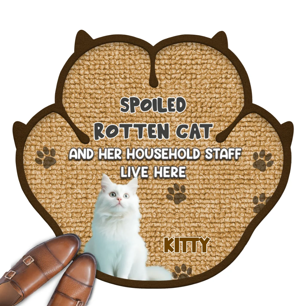 Paw Right Here With Cats Photo - Personalized Custom Doormat - Image 2