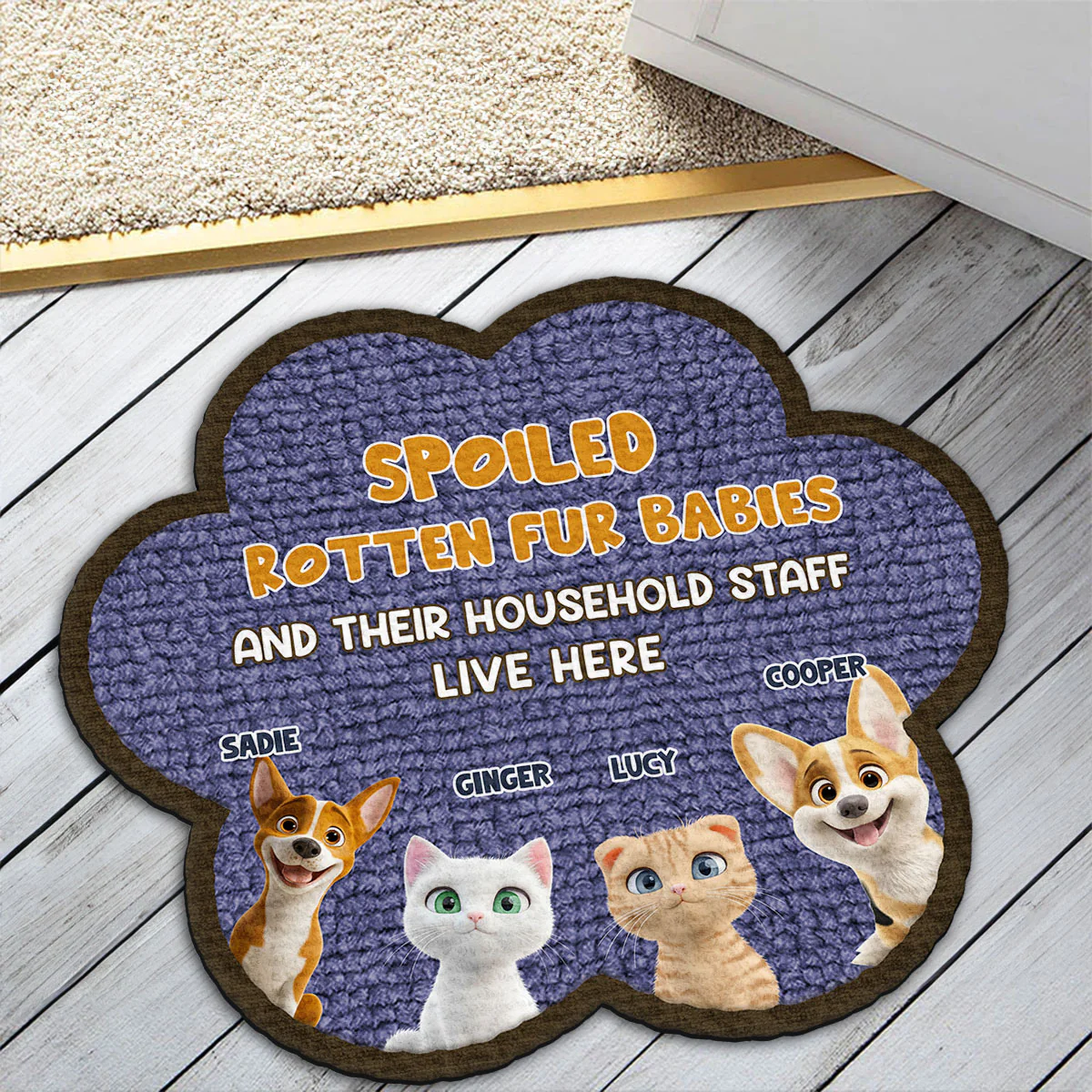 Paw Right Here With Us - Personalized Custom Doormat - Image 4
