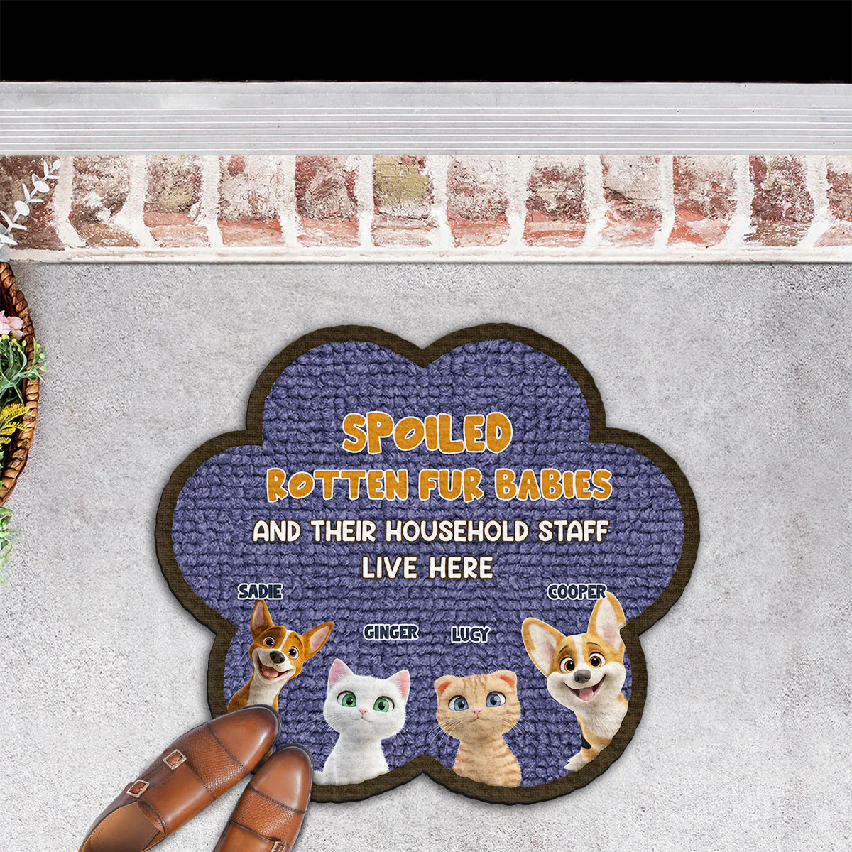 Paw Right Here With Us - Personalized Custom Doormat - Image 5
