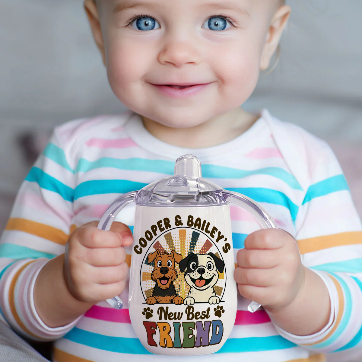 Pawfect Best Friend - Personalized Custom Sippy Cup With Handles - Image 2