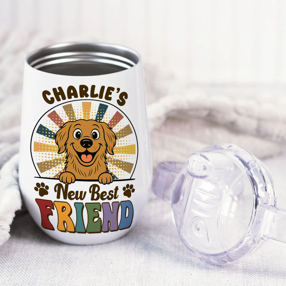 Pawfect Best Friend - Personalized Custom Sippy Cup With Handles - Image 3