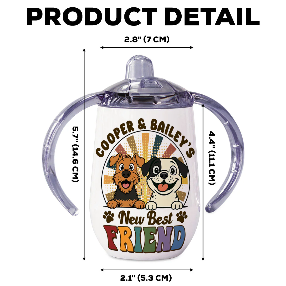 Pawfect Best Friend - Personalized Custom Sippy Cup With Handles - Image 6
