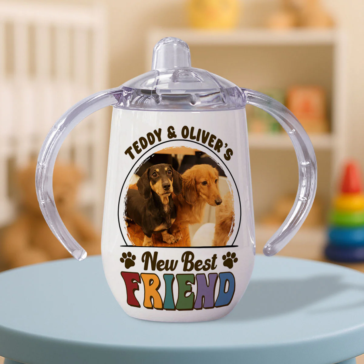 Pawfect Best Friend Photo - Personalized Custom Sippy Cup With Handles