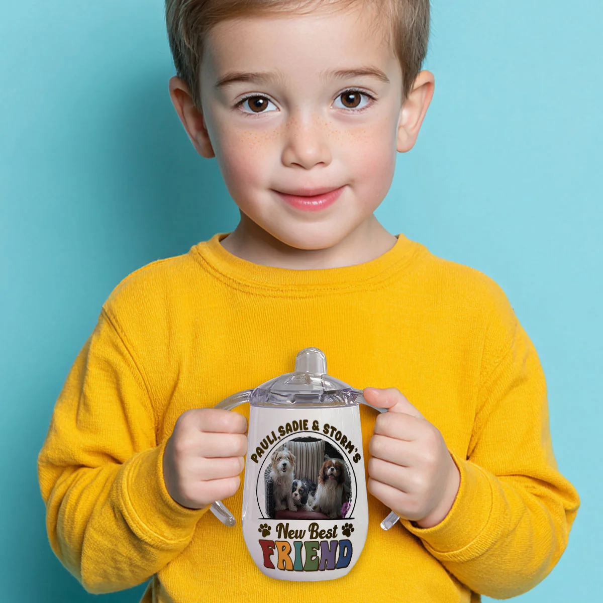 Pawfect Best Friend Photo - Personalized Custom Sippy Cup With Handles - Image 5