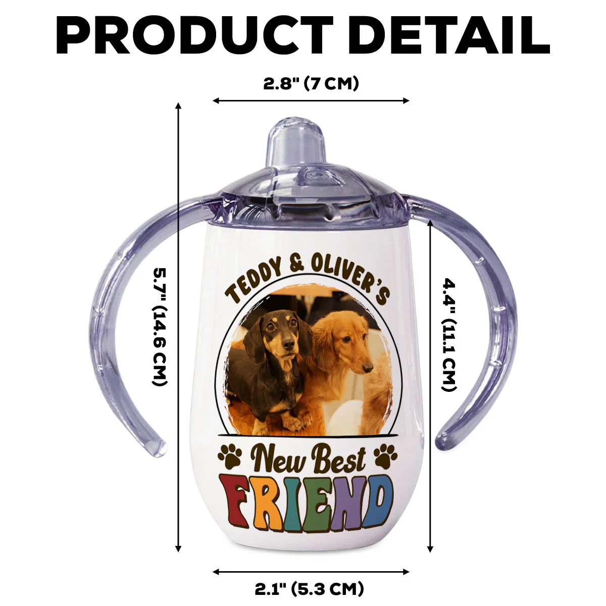 Pawfect Best Friend Photo - Personalized Custom Sippy Cup With Handles - Image 6