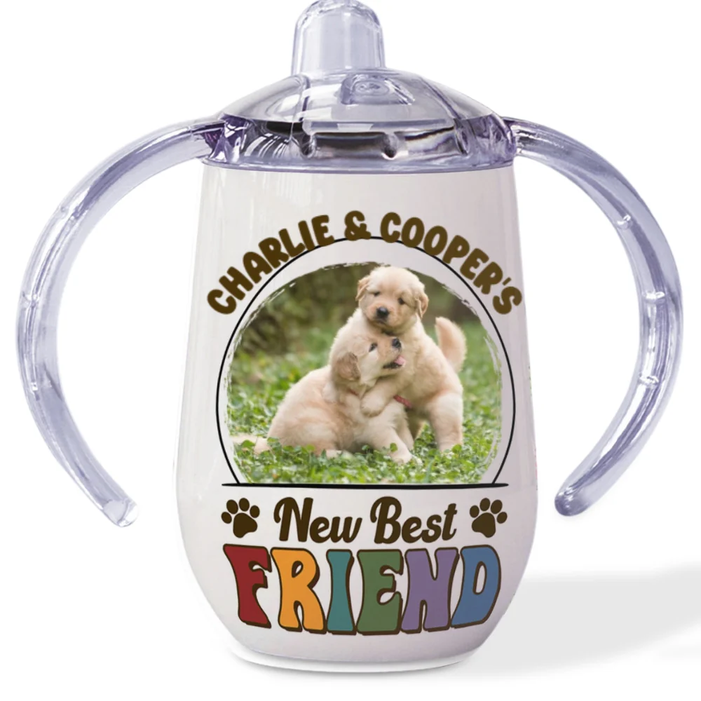 Pawfect Best Friend Photo - Personalized Custom Sippy Cup With Handles - Image 7