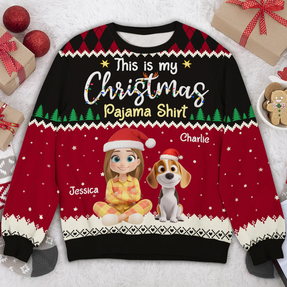 Pawjama Clothing Cartoon Christmas - Personalized Custom All-Over-Print Sweatshirt - Image 4