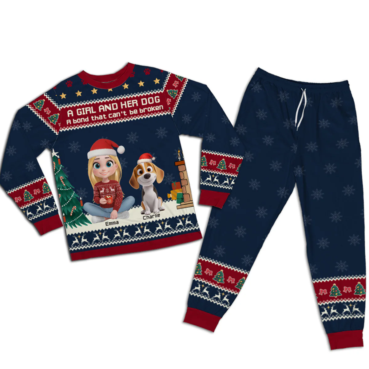 Pawjama Human And Dog Christmas - Personalized Custom Matching Pajama Set