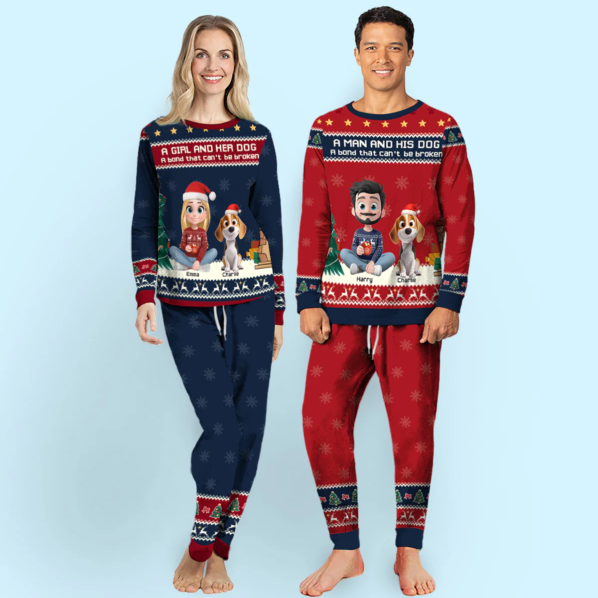 Pawjama Human And Dog Christmas - Personalized Custom Matching Pajama Set - Image 4