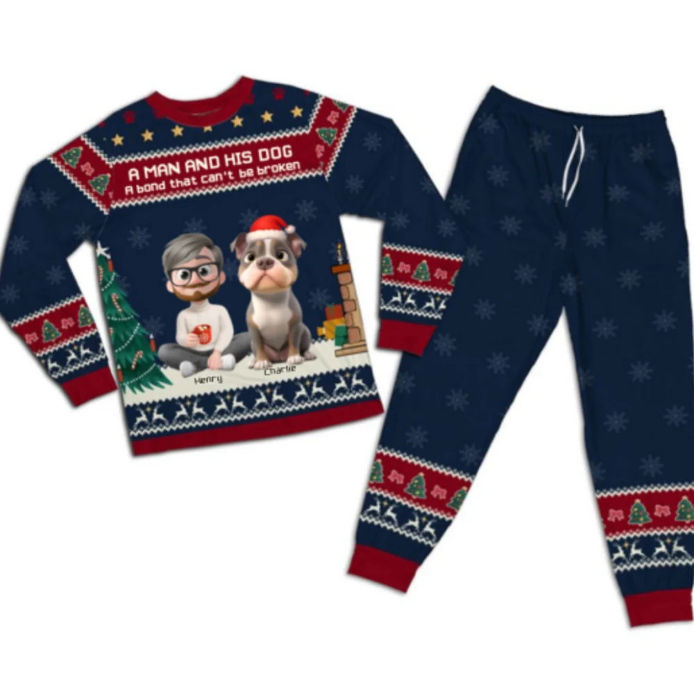 Pawjama Human And Dog Christmas - Personalized Custom Matching Pajama Set - Image 6