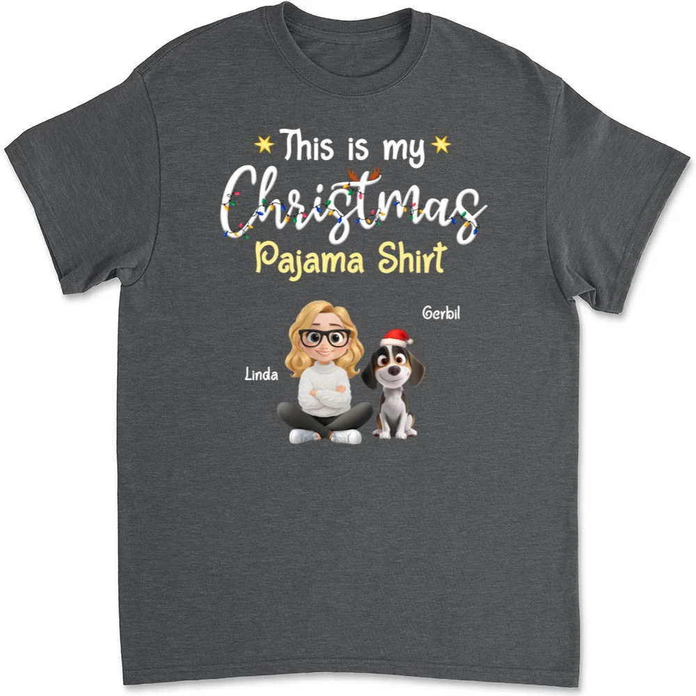 Pawjama Shirt Cartoon Christmas - Personalized Custom Unisex T-shirt - Image 10
