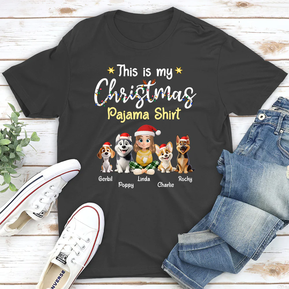 Pawjama Shirt Cartoon Christmas - Personalized Custom Unisex T-shirt - Image 4