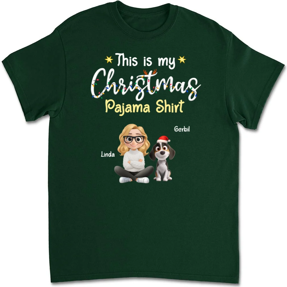 Pawjama Shirt Cartoon Christmas - Personalized Custom Unisex T-shirt - Image 8