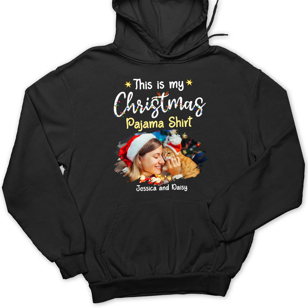 Pawjama Shirt Cartoon Christmas Photo - Personalized Custom Hoodie