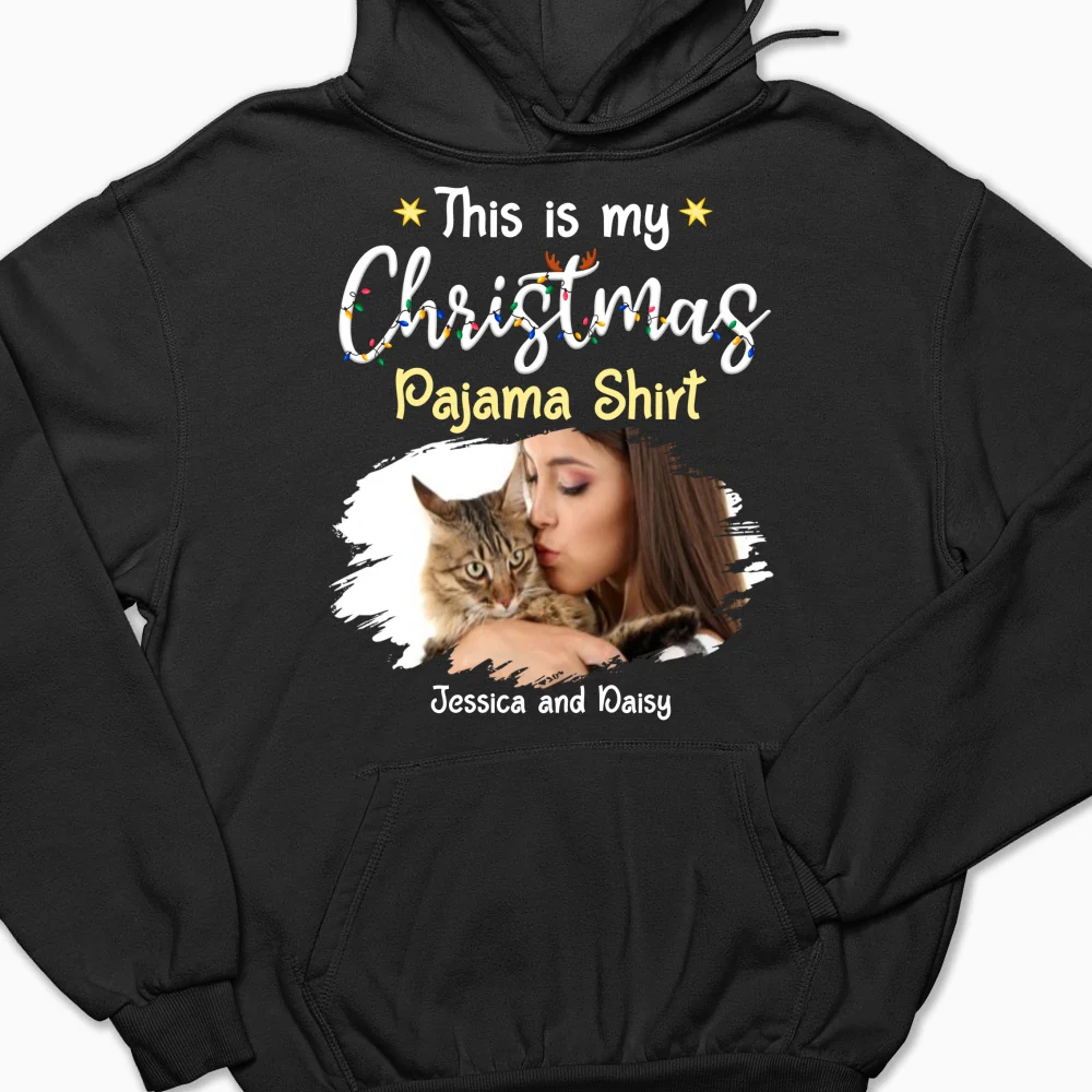 Pawjama Shirt Cartoon Christmas Photo - Personalized Custom Hoodie - Image 7