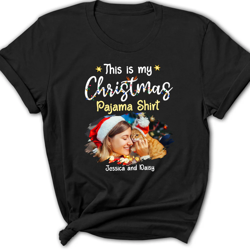 Pawjama Shirt Cartoon Christmas Photo - Personalized Custom Women's T-shirt