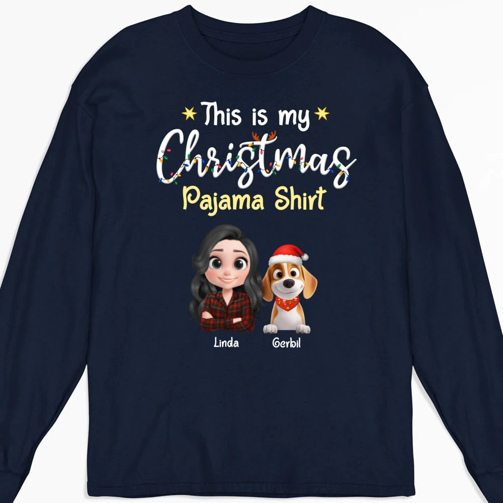 Pawjama Shirt Cartoon Christmas Ver 2 - Personalized Custom Long Sleeve T-shirt - Image 6