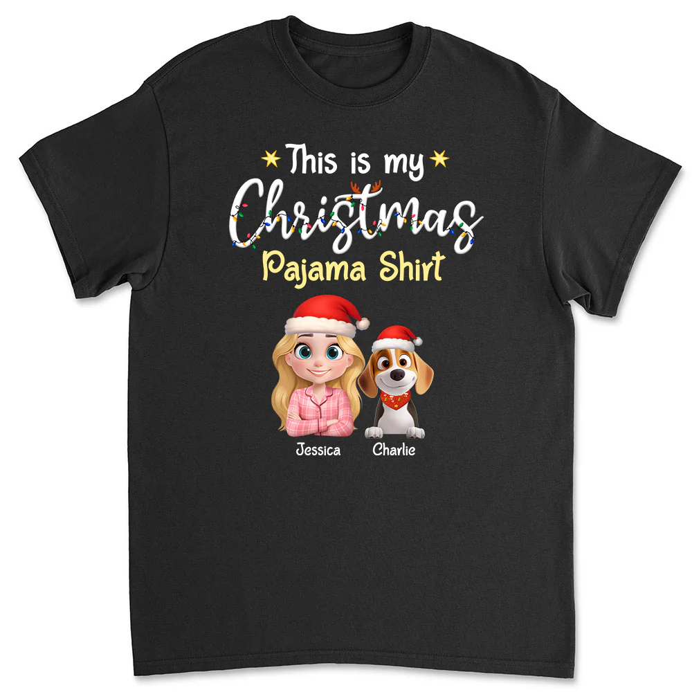 Pawjama Shirt Cartoon Christmas Ver 2 - Personalized Custom Unisex T-shirt