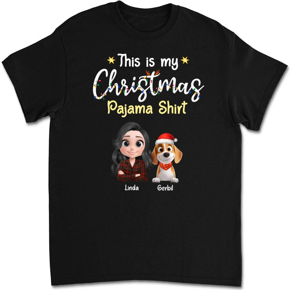 Pawjama Shirt Cartoon Christmas Ver 2 - Personalized Custom Unisex T-shirt - Image 6