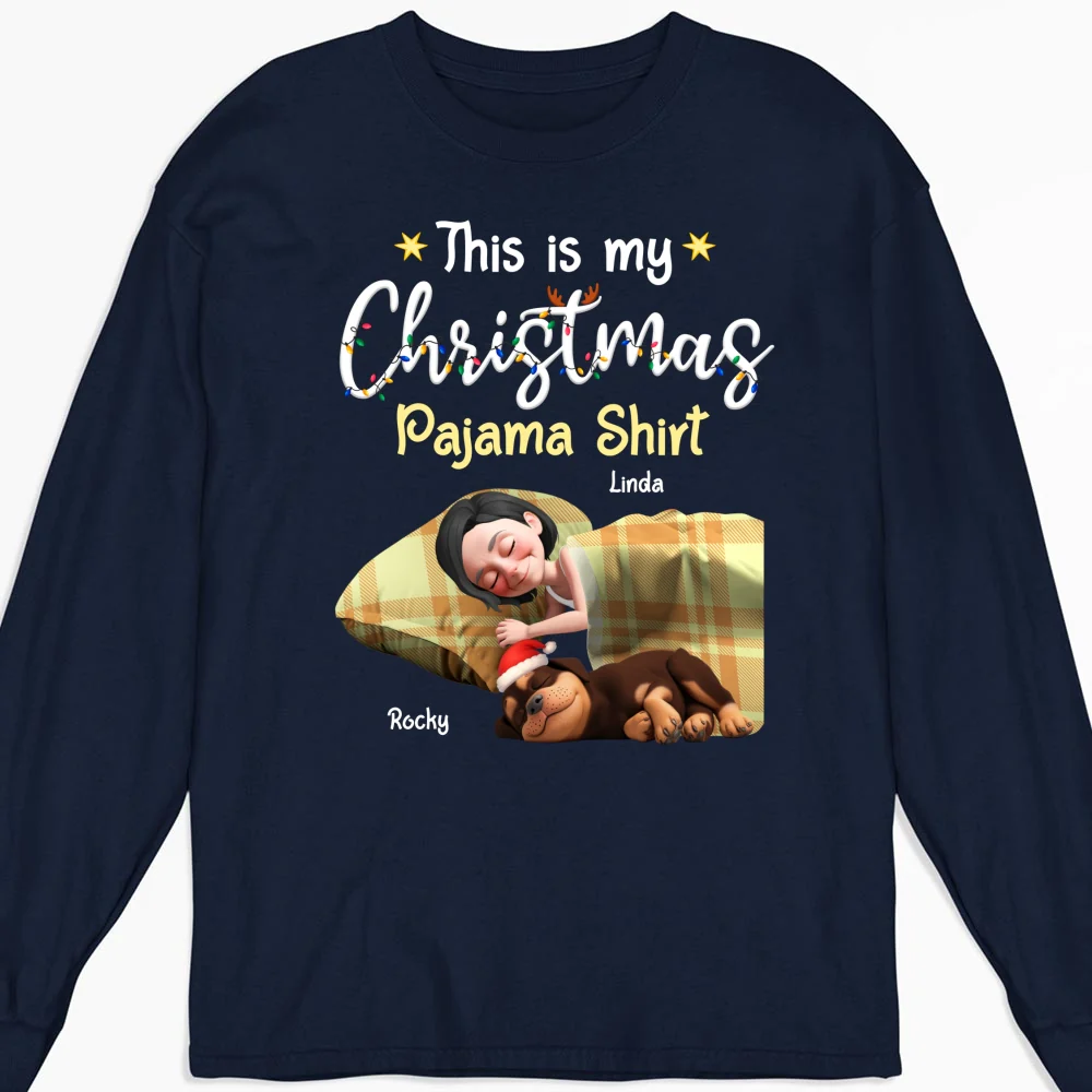 Pawjama Shirt Cartoon Christmas Ver 3 - Personalized Custom Long Sleeve T-Shirt - Image 5