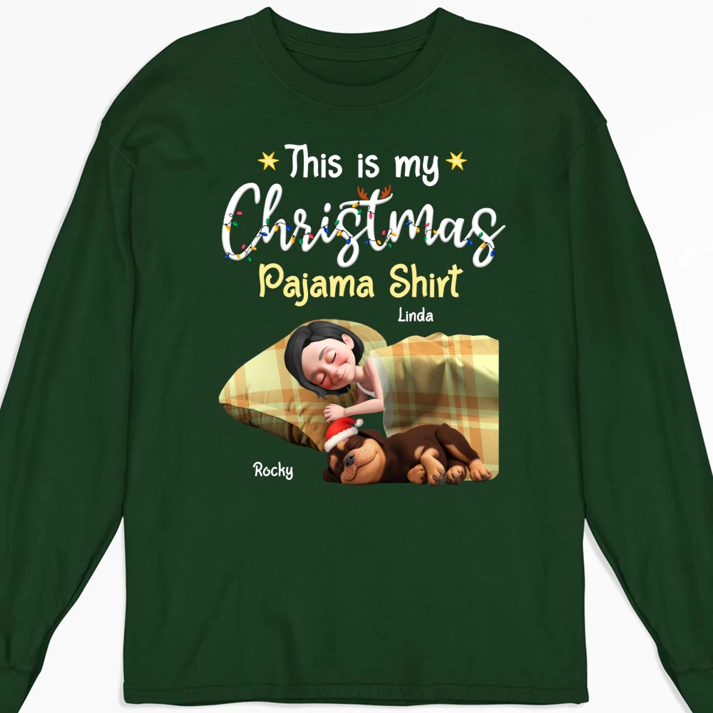 Pawjama Shirt Cartoon Christmas Ver 3 - Personalized Custom Long Sleeve T-Shirt - Image 6