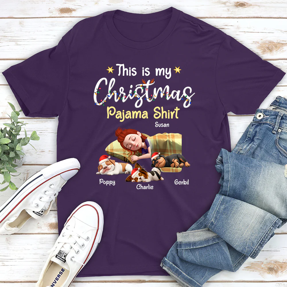 Pawjama Shirt Cartoon Christmas Ver 3 - Personalized Custom Unisex T-Shirt - Image 4