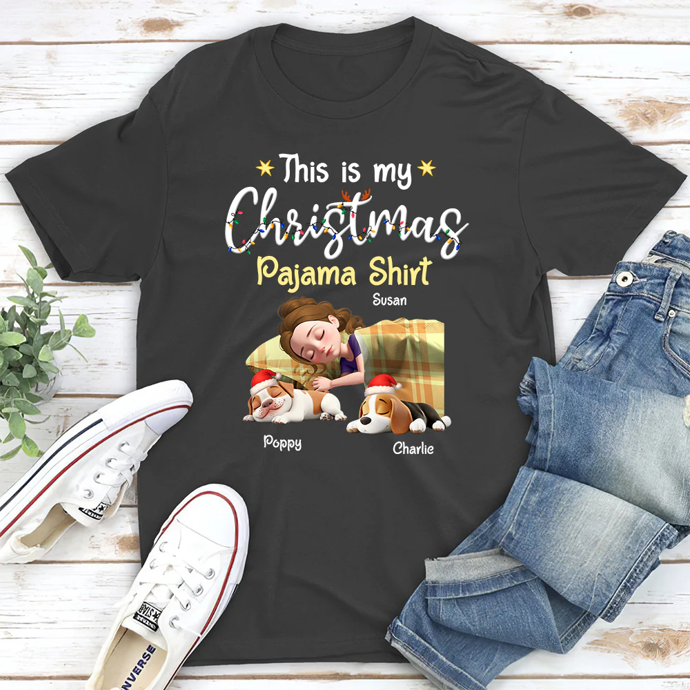 Pawjama Shirt Cartoon Christmas Ver 3 - Personalized Custom Unisex T-Shirt - Image 5