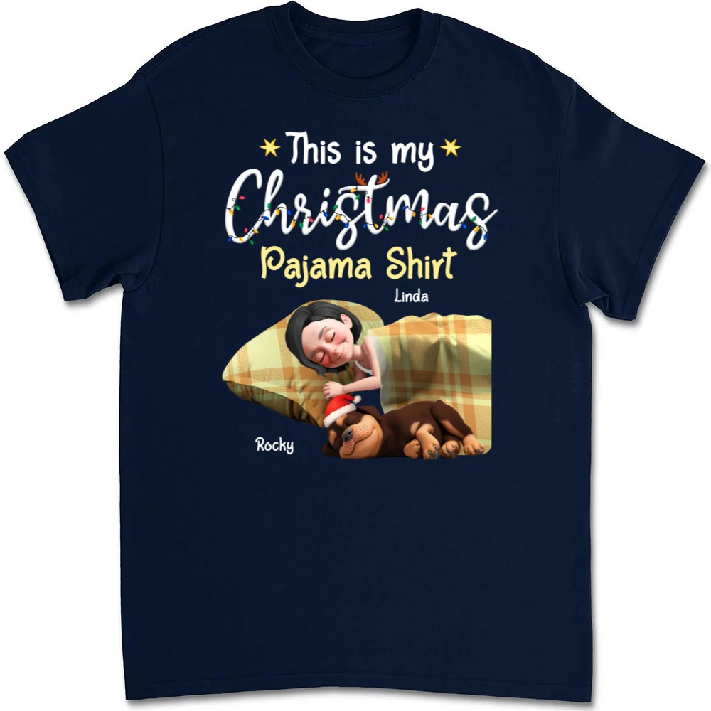 Pawjama Shirt Cartoon Christmas Ver 3 - Personalized Custom Unisex T-Shirt - Image 7