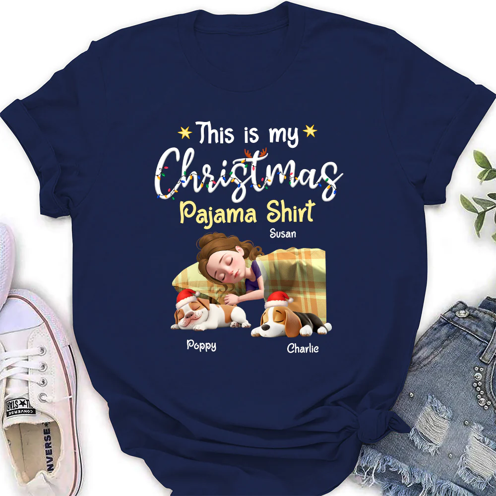 Pawjama Shirt Cartoon Christmas Ver 3 - Personalized Custom Women's T-Shirt - Image 2