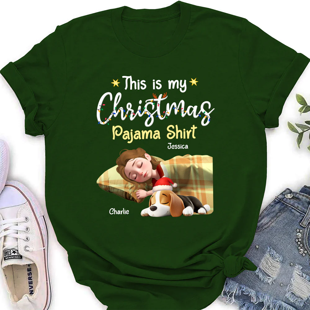 Pawjama Shirt Cartoon Christmas Ver 3 - Personalized Custom Women's T-Shirt - Image 3