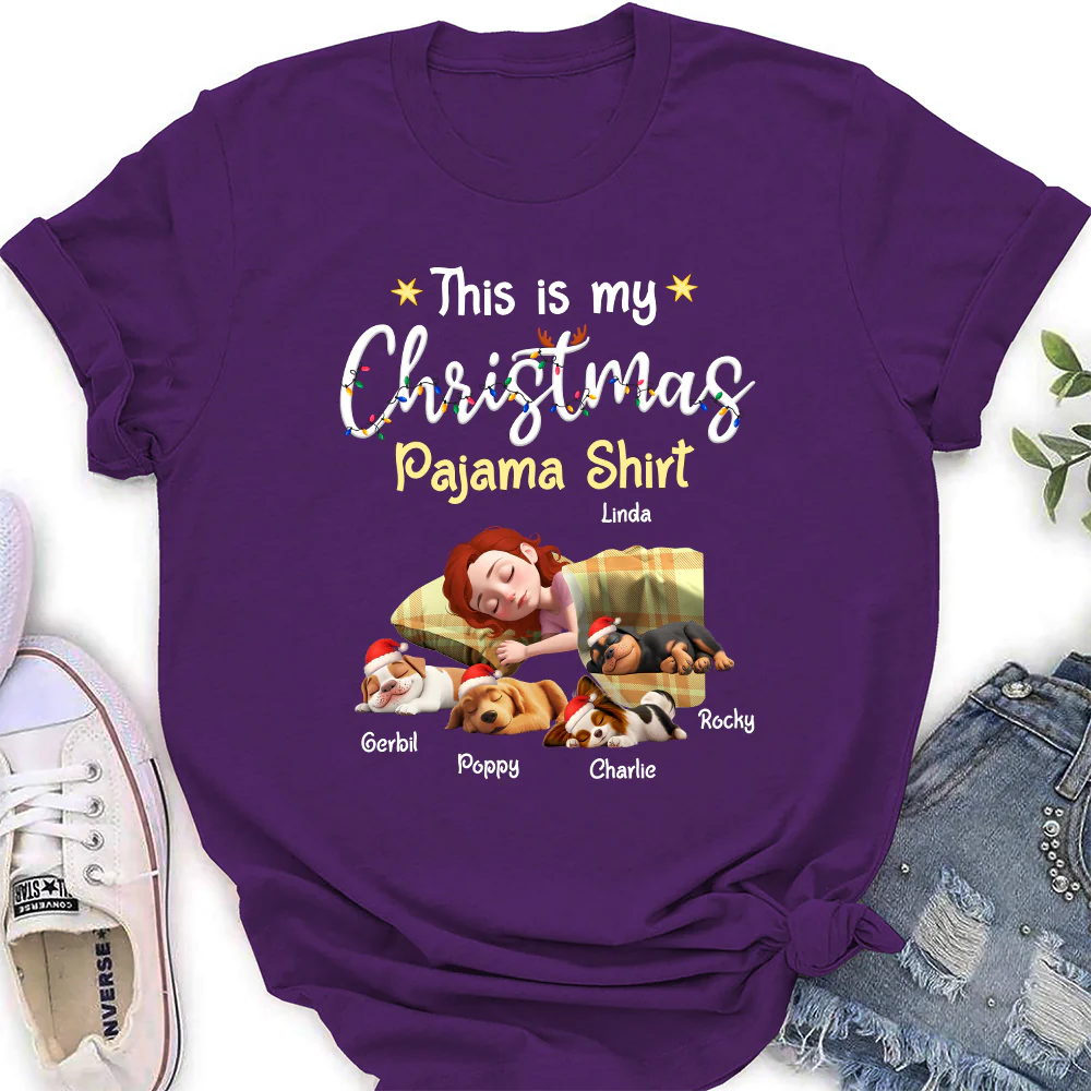 Pawjama Shirt Cartoon Christmas Ver 3 - Personalized Custom Women's T-Shirt - Image 4
