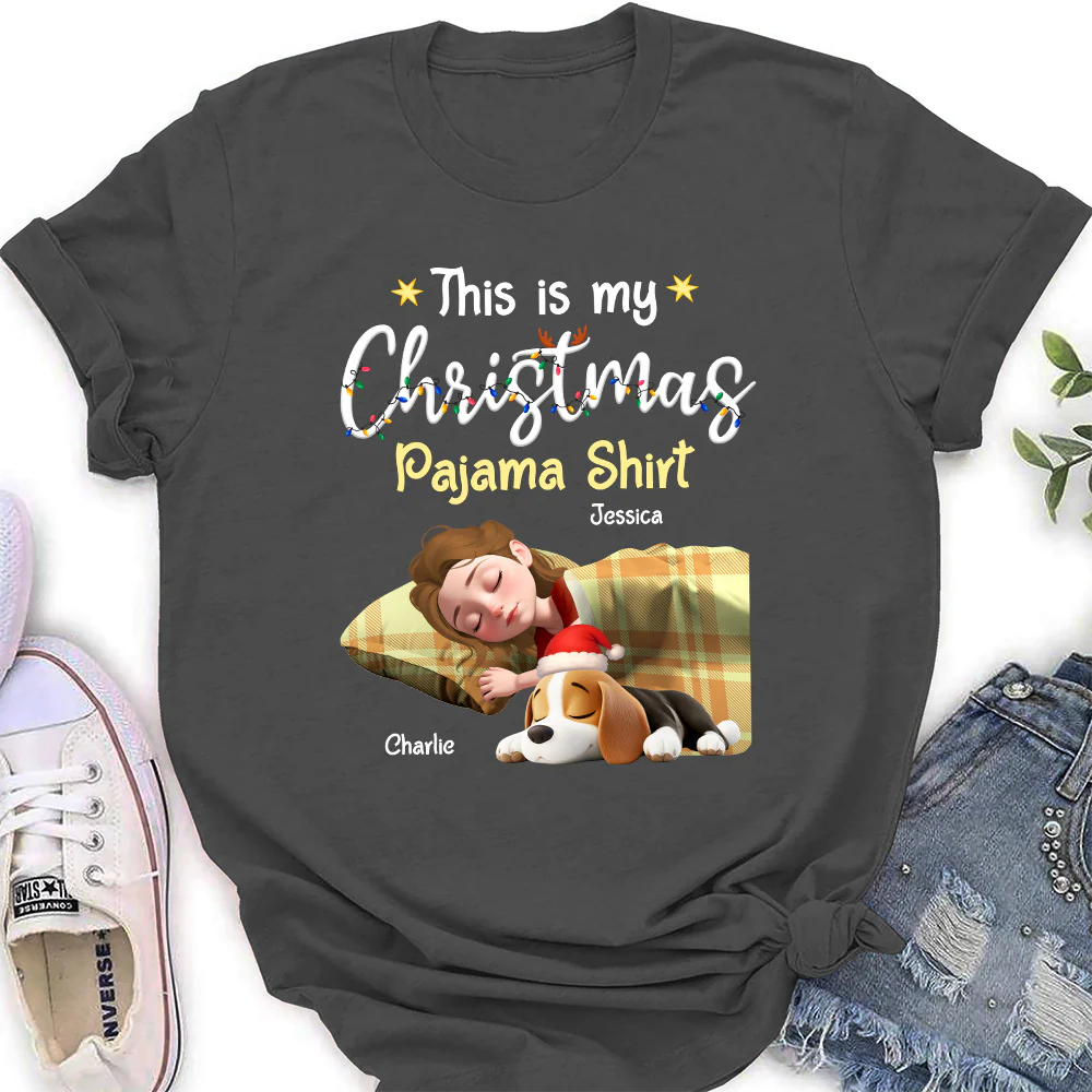 Pawjama Shirt Cartoon Christmas Ver 3 - Personalized Custom Women's T-Shirt - Image 5
