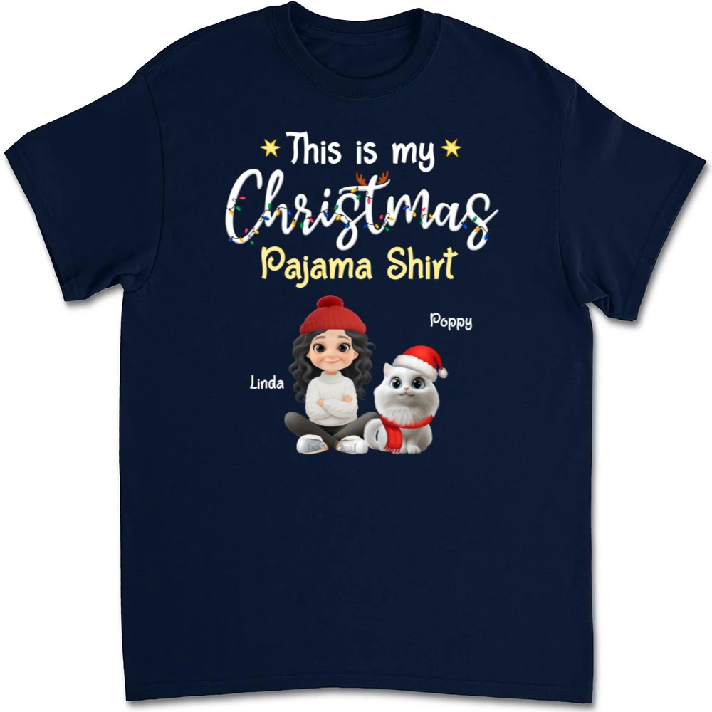 Pawjama Shirt Cartoon Christmas Ver Cat - Personalized Custom Unisex T-shirt - Image 7