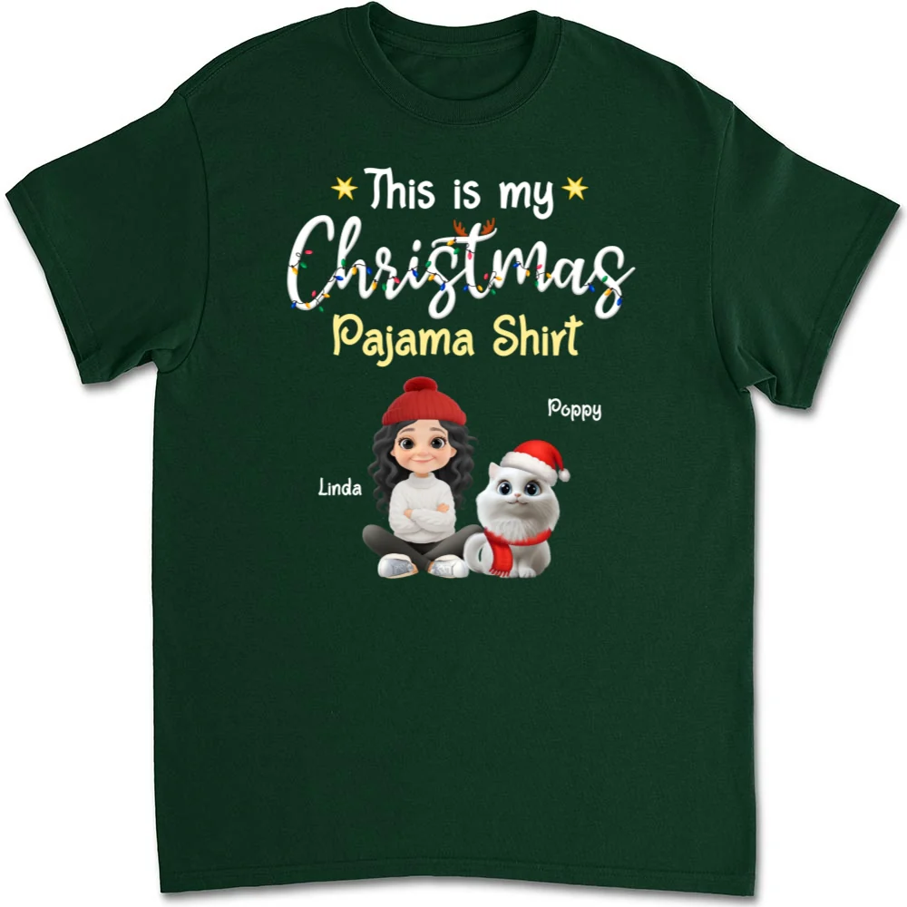 Pawjama Shirt Cartoon Christmas Ver Cat - Personalized Custom Unisex T-shirt - Image 8