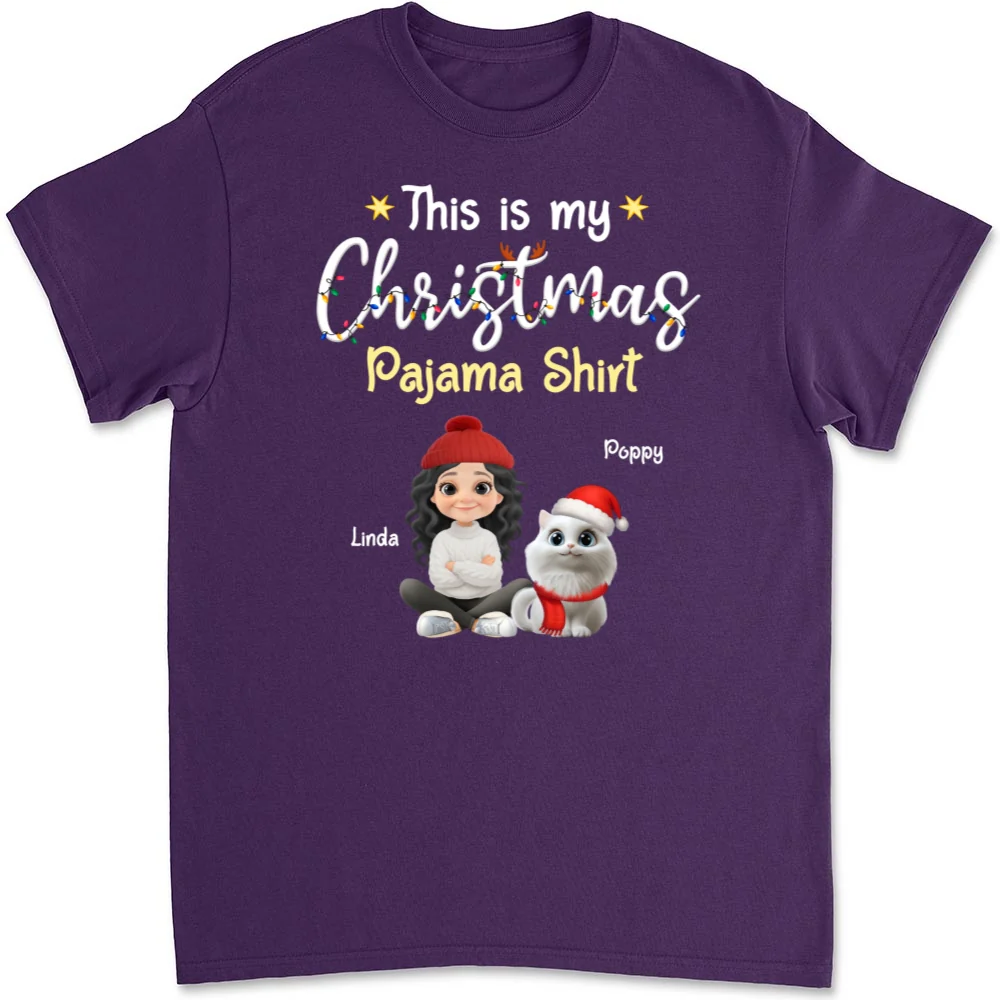 Pawjama Shirt Cartoon Christmas Ver Cat - Personalized Custom Unisex T-shirt - Image 9