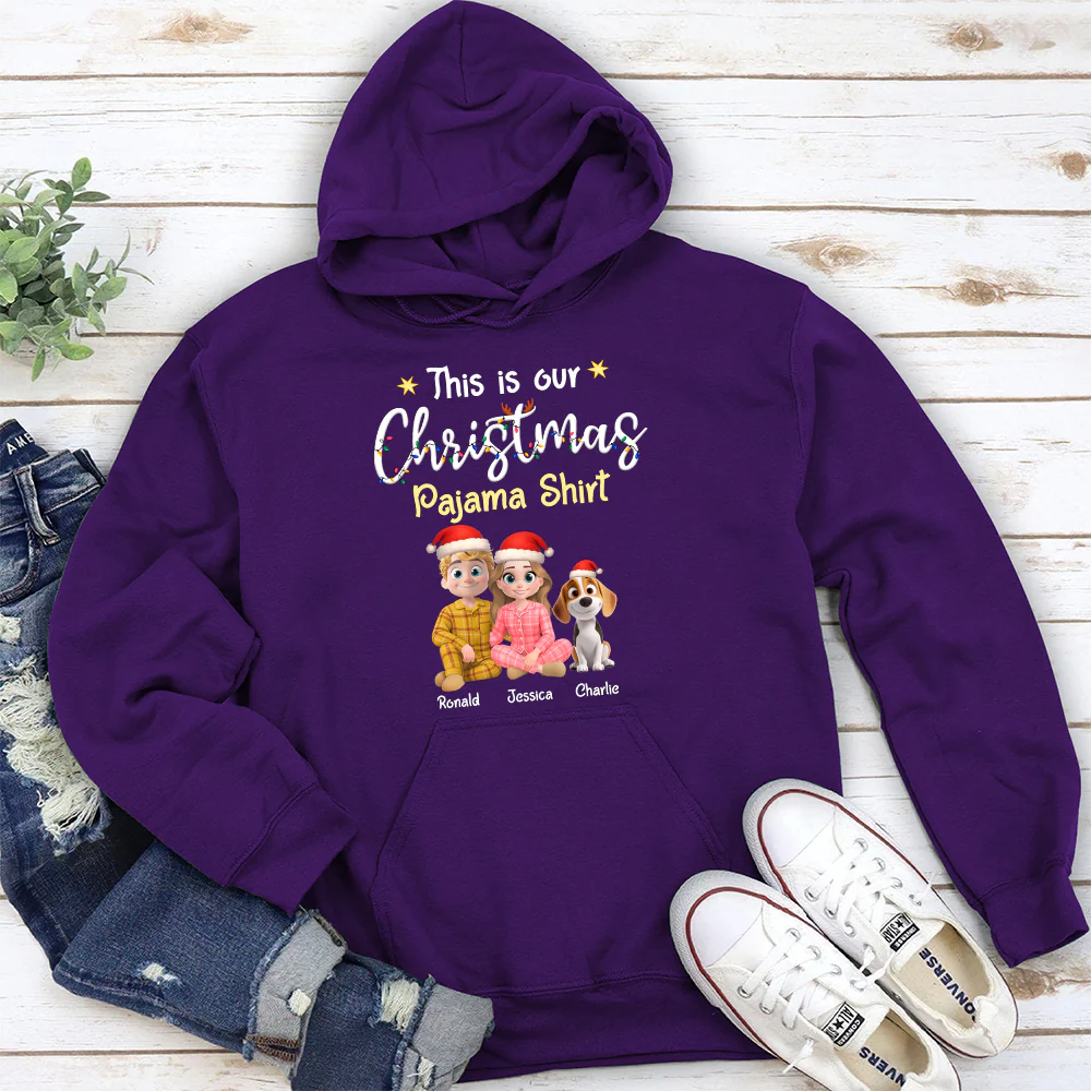Pawjama Shirt Cartoon Christmas Ver Couple - Personalized Custom Hoodie - Image 4
