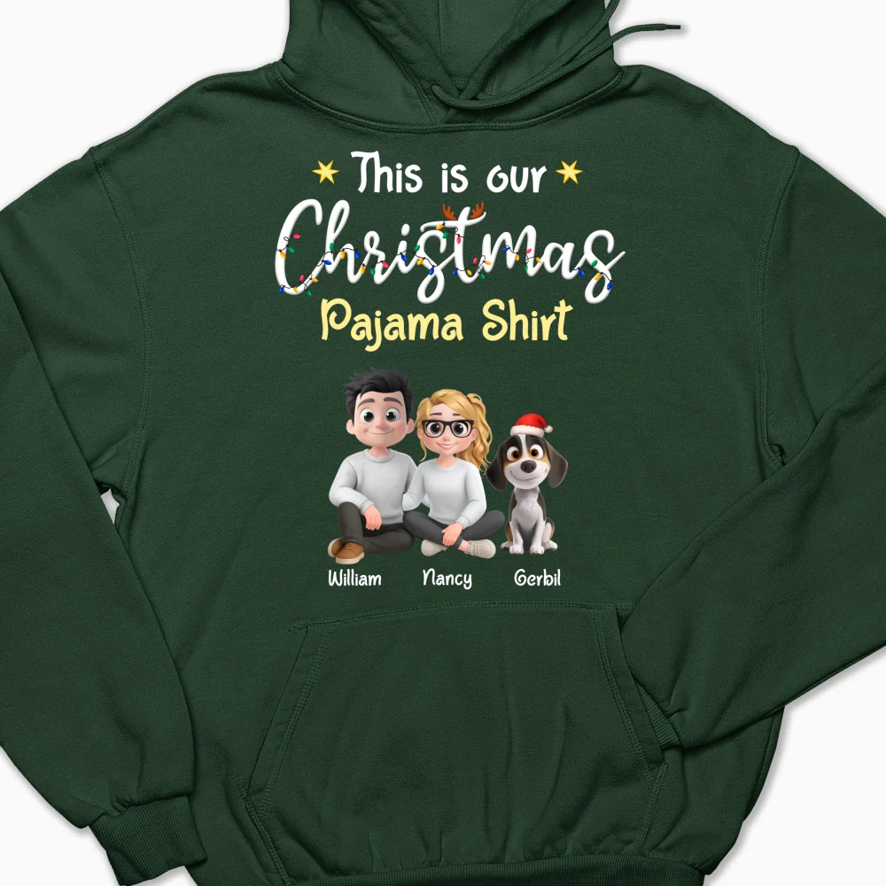 Pawjama Shirt Cartoon Christmas Ver Couple - Personalized Custom Hoodie - Image 8