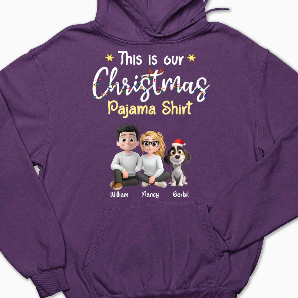 Pawjama Shirt Cartoon Christmas Ver Couple - Personalized Custom Hoodie - Image 9