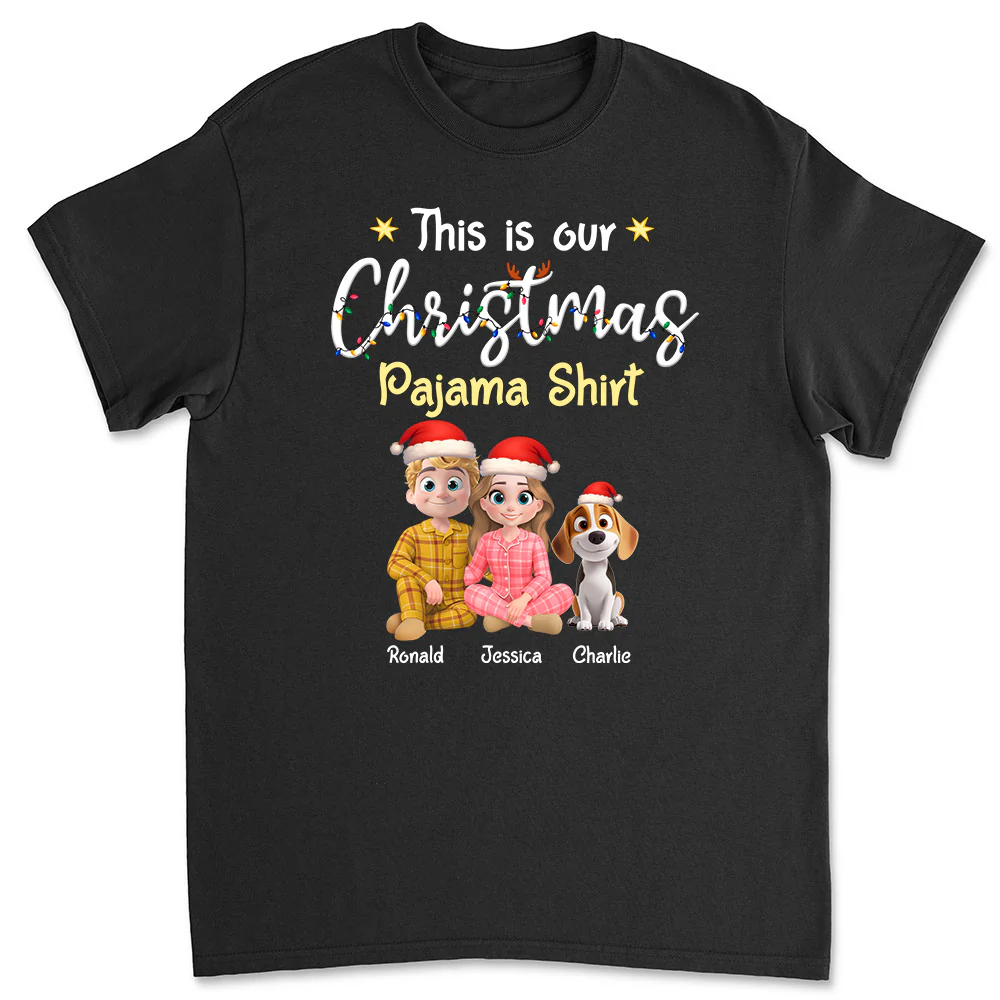 Pawjama Shirt Cartoon Christmas Ver Couple - Personalized Custom Unisex T-Shirt