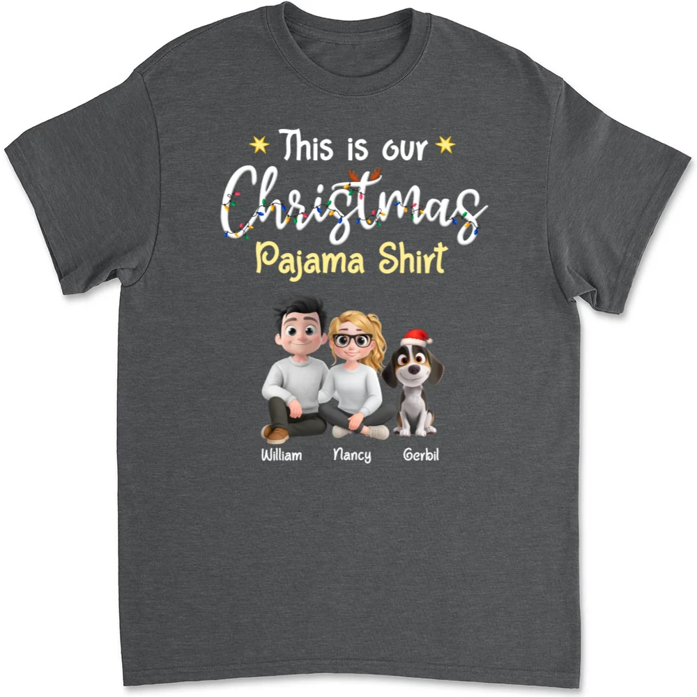 Pawjama Shirt Cartoon Christmas Ver Couple - Personalized Custom Unisex T-Shirt - Image 10