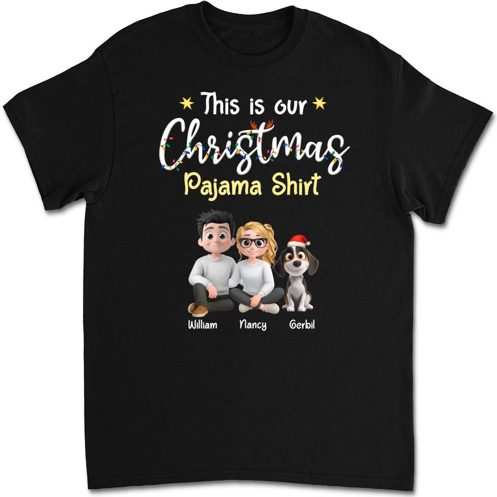 Pawjama Shirt Cartoon Christmas Ver Couple - Personalized Custom Unisex T-Shirt - Image 6