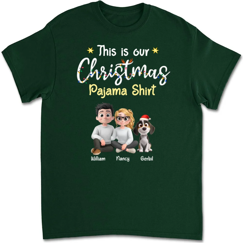 Pawjama Shirt Cartoon Christmas Ver Couple - Personalized Custom Unisex T-Shirt - Image 8