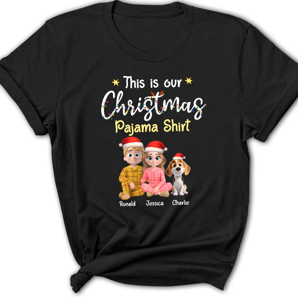 Pawjama Shirt Cartoon Christmas Ver Couple - Personalized Custom Women's T-Shirt