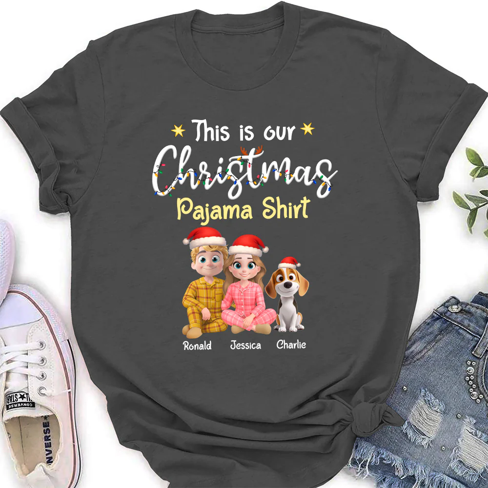 Pawjama Shirt Cartoon Christmas Ver Couple - Personalized Custom Women's T-Shirt - Image 5