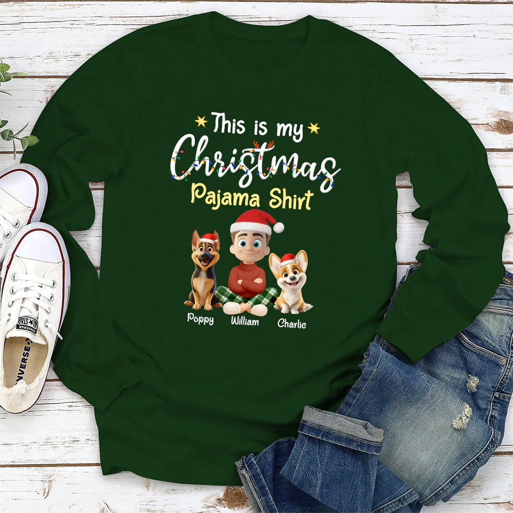 Pawjama Shirt Cartoon Christmas Ver Man - Personalized Custom Long Sleeve T-shirt - Image 3