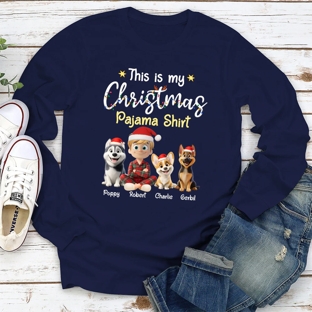 Pawjama Shirt Cartoon Christmas Ver Man - Personalized Custom Long Sleeve T-shirt - Image 4