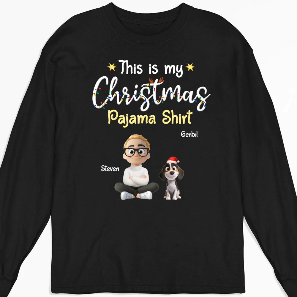 Pawjama Shirt Cartoon Christmas Ver Man - Personalized Custom Long Sleeve T-shirt - Image 5